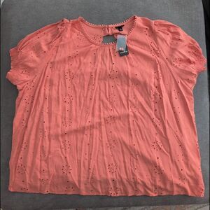 Women's Torrid Coral Top NWT Embroidery Back opening 4X